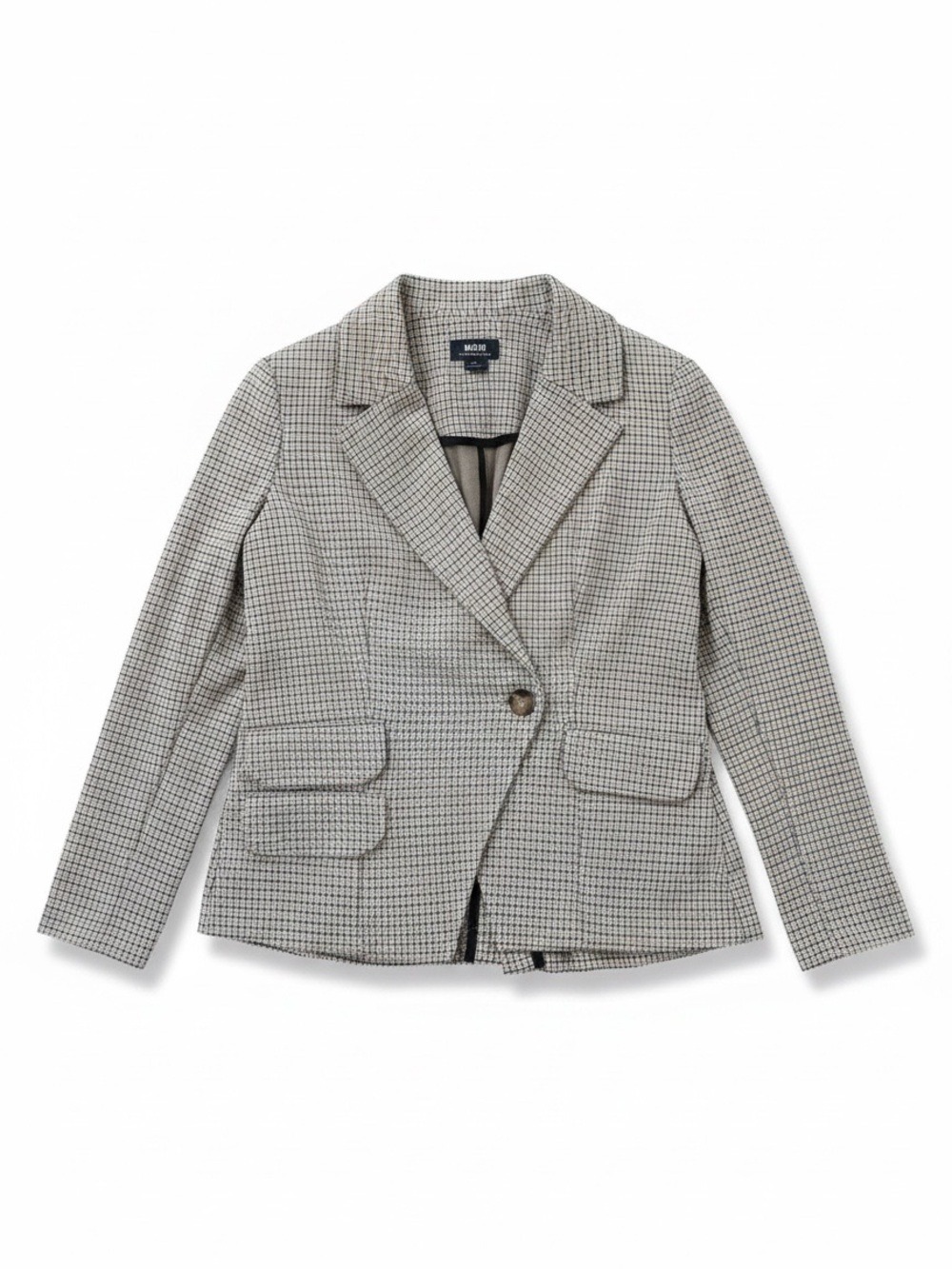 Maeve Anthropologie Collegiate‎ Knit Blazer Asymmetrical Check Brown Small NWT - Picture 2 of 12